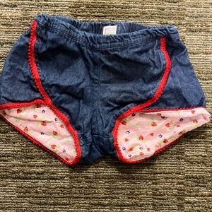 Girls size 6 Denim Shorts with Red Trim and strawberry lining